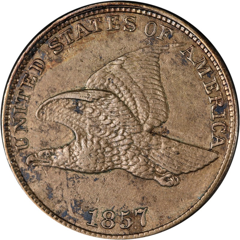 1857 Copper Flying Eagle Cent With AU Details and Attractive Strike (1 of 2)