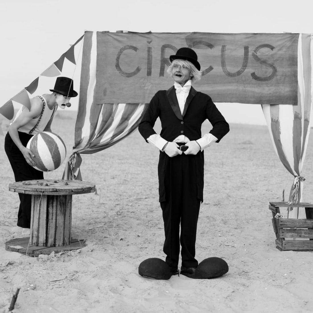 Circus 1 Black and White Photography Ed. of 7 by Olha Stepanian 31 x 31: Circus 1 Black and White Photography Ed. of 7 by Olha Stepanian 31 x 31 Experience the captivating allure of "Circus 1," a stunning piece of black and white photography by Olha Stepanian. Created in 2