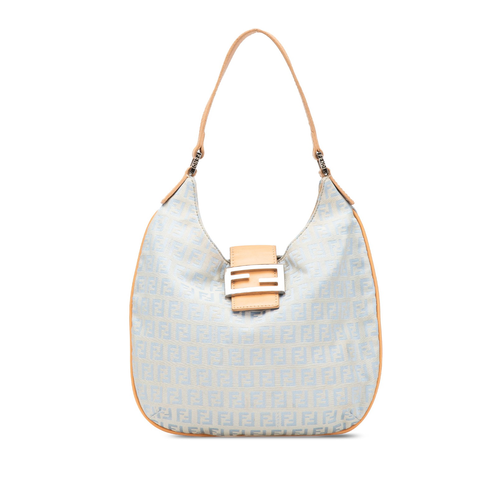Fendi Zucchino Canvas Hobo Bag Blue Italy Leather Trim: Fendi Zucchino Canvas Hobo Bag Blue Italy Leather Trim Introducing the Fendi Zucchino Canvas Hobo, an elegant and versatile accessory crafted in Italy. This stylish hobo bag showcases a durable canvas