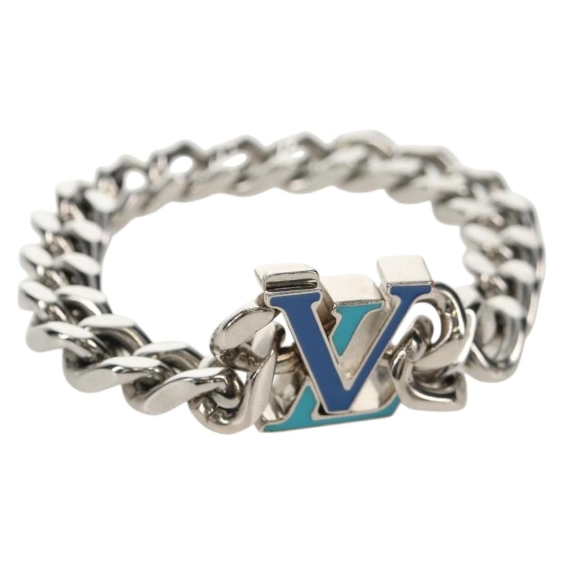 LOUIS VUITTON Silver Chain Bracelet M0919L Italy Auth: LOUIS VUITTON Silver Chain Bracelet M0919L Italy Auth Elevate your accessory collection with this exquisite LOUIS VUITTON LV Chain Bracelet, crafted in Italy from high-quality metal with a sleek silve