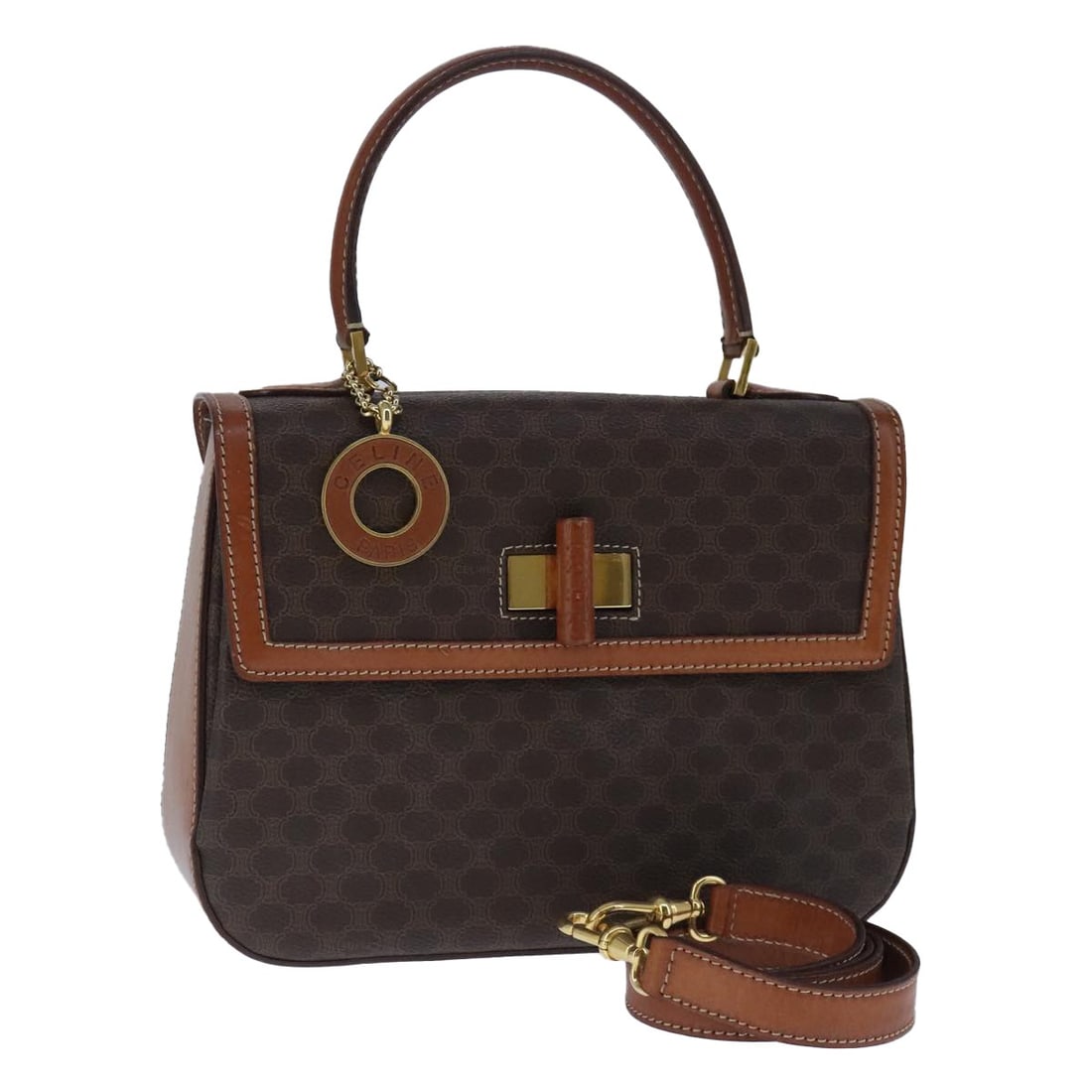 Celine Macadam Brown Canvas Vintage Convertible Top Handle Bag (1 of 18)