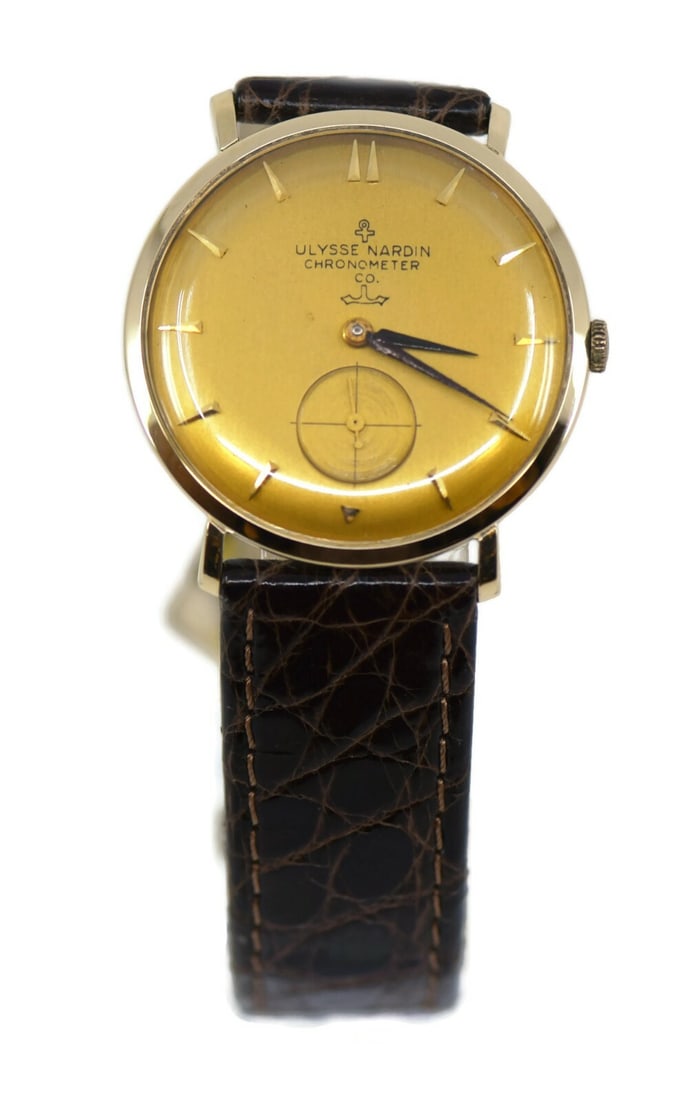 Ulysse Nardin Chronometer 14K Gold Filled Mechanical Wristwatch: Ulysse Nardin Chronometer 14K Gold Filled Mechanical Wristwatch This exquisite Ulysse Nardin Chronometer wristwatch features a 14K gold filled case and is powered by a mechanical (manual) movement. Wi