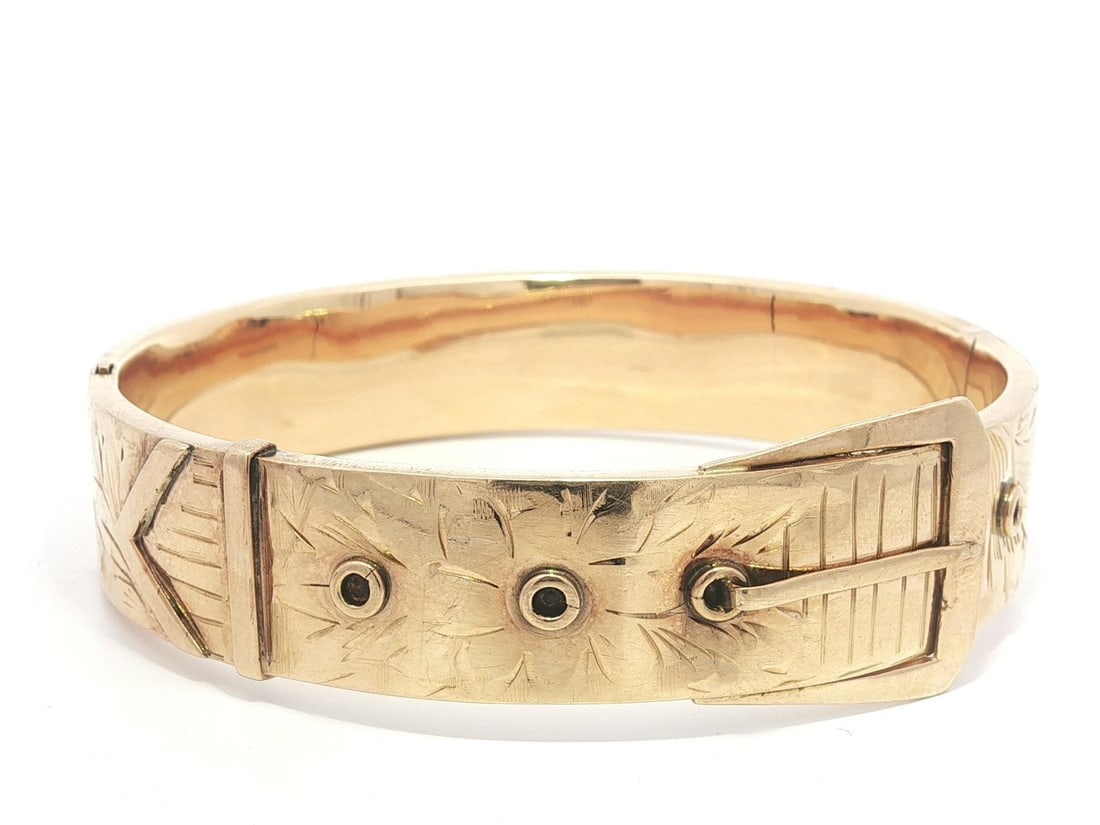 Antique Art Nouveau 14k Rosy Gold Open Bangle Bracelet: Antique Art Nouveau 14k Rosy Gold Open Bangle Bracelet This exquisite Antique Art Nouveau bangle bracelet features a unique hand-etched design reminiscent of the 1920s. Crafted from solid 12-14k rosy