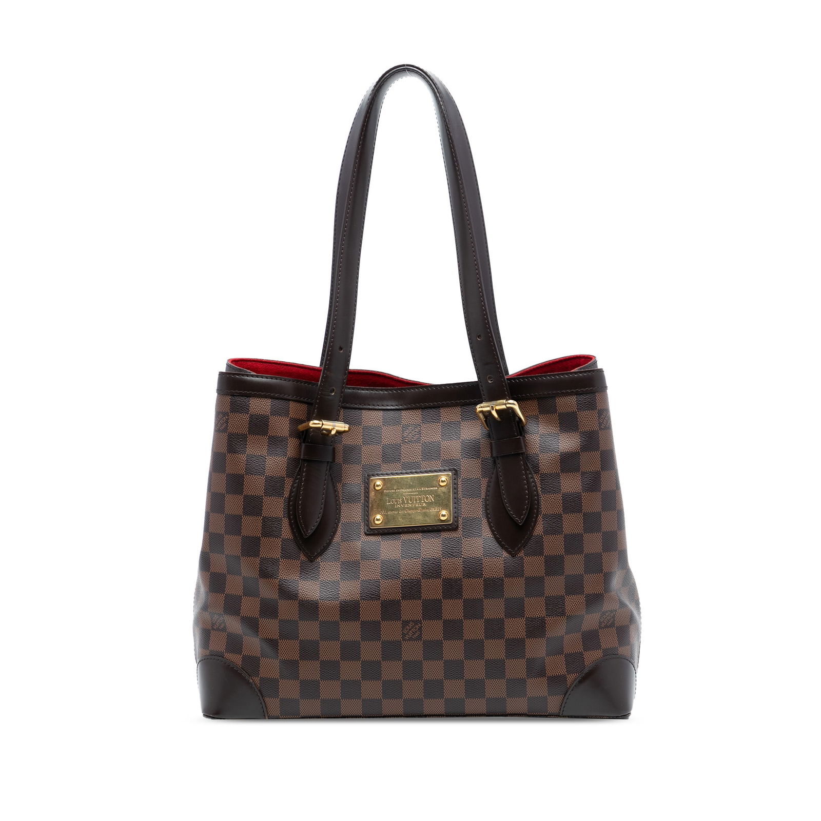 Louis Vuitton Hampstead MM Tote in Damier Ebene Canvas Brown: Louis Vuitton Hampstead MM Tote in Damier Ebene Canvas Brown The Louis Vuitton Damier Ebene Hampstead MM is a brown handbag crafted from signature Damier Ebene canvas with leather trim. It features fl