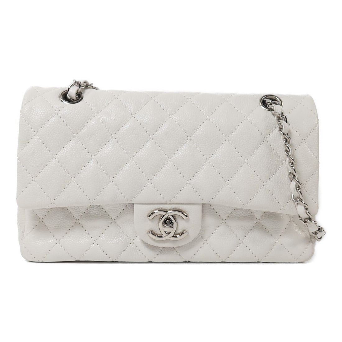 White Calfskin Classic 25 Shoulder Bag by CHANEL A01112 Silver Hardware (1 of 17)