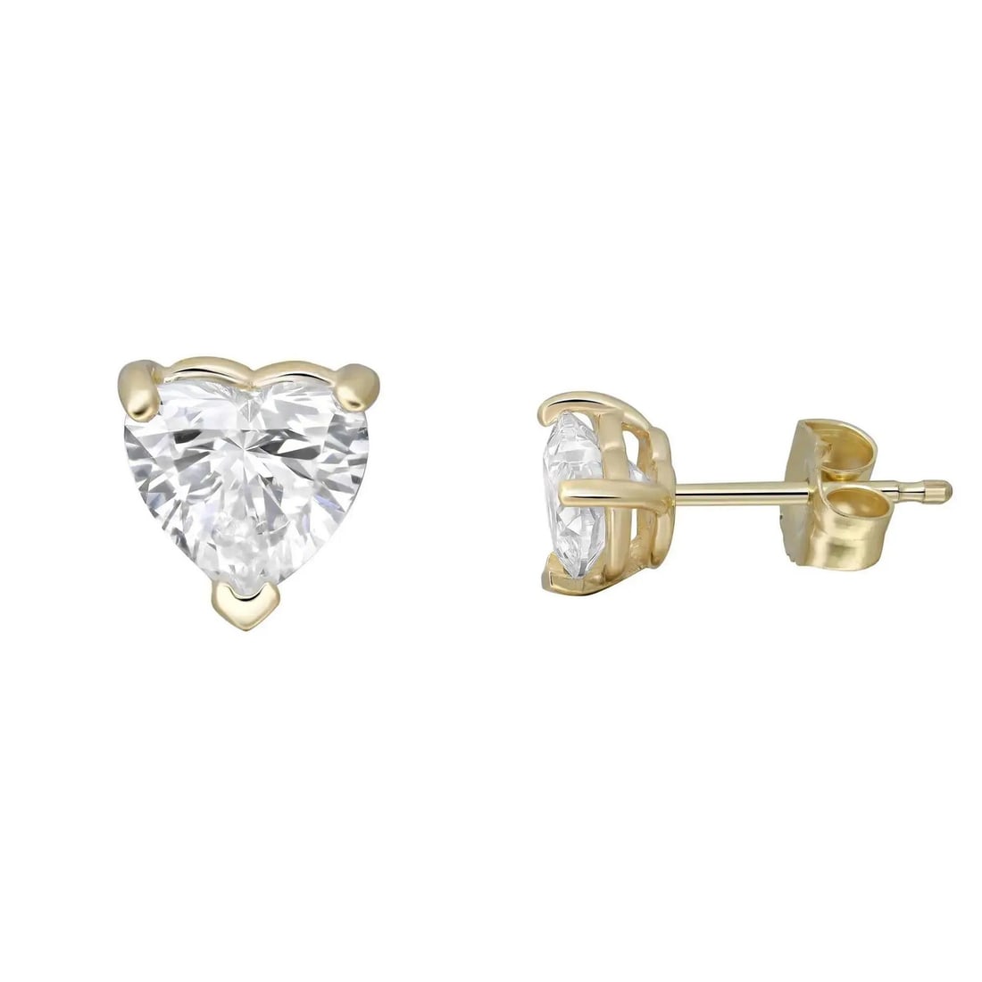 Rachel Koen 1.05ct Heart Lab Diamond Stud Earrings in 14k Yellow Gold: Rachel Koen 1.05ct Heart Lab Diamond Stud Earrings in 14k Yellow Gold These heart-shaped stud earrings feature lab-grown diamonds with a total carat weight of 1.05, set in 14k yellow gold. Each earrin