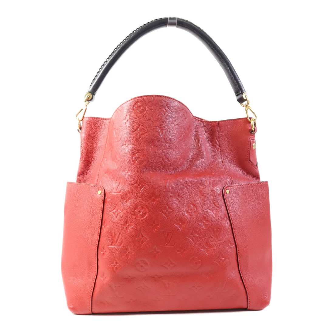 LOUIS VUITTON Monogram Empreinte Bagatelle Shoulder Bag Red GHW M50074: LOUIS VUITTON Monogram Empreinte Bagatelle Shoulder Bag Red GHW M50074 Introducing the LOUIS VUITTON Bagatelle Shoulder Bag, a stunning blend of luxury and practicality. Crafted from high-quality calf