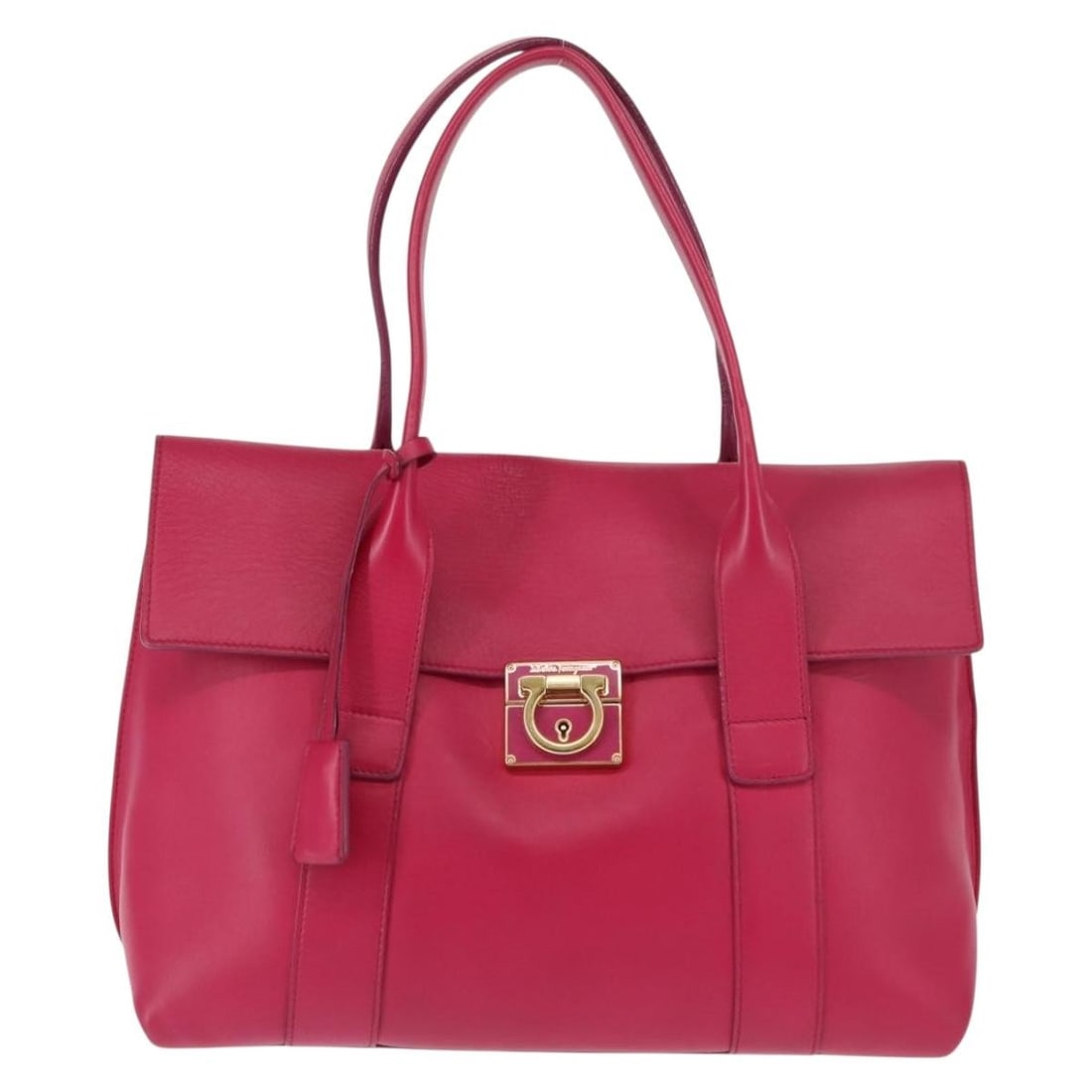 Pink Leather Sookie Satchel by Salvatore Ferragamo: Pink Leather Sookie Satchel by Salvatore Ferragamo This Salvatore Ferragamo Sookie Satchel is crafted from pink leather and designed for women. The bag features a spacious interior and iconic Gancini