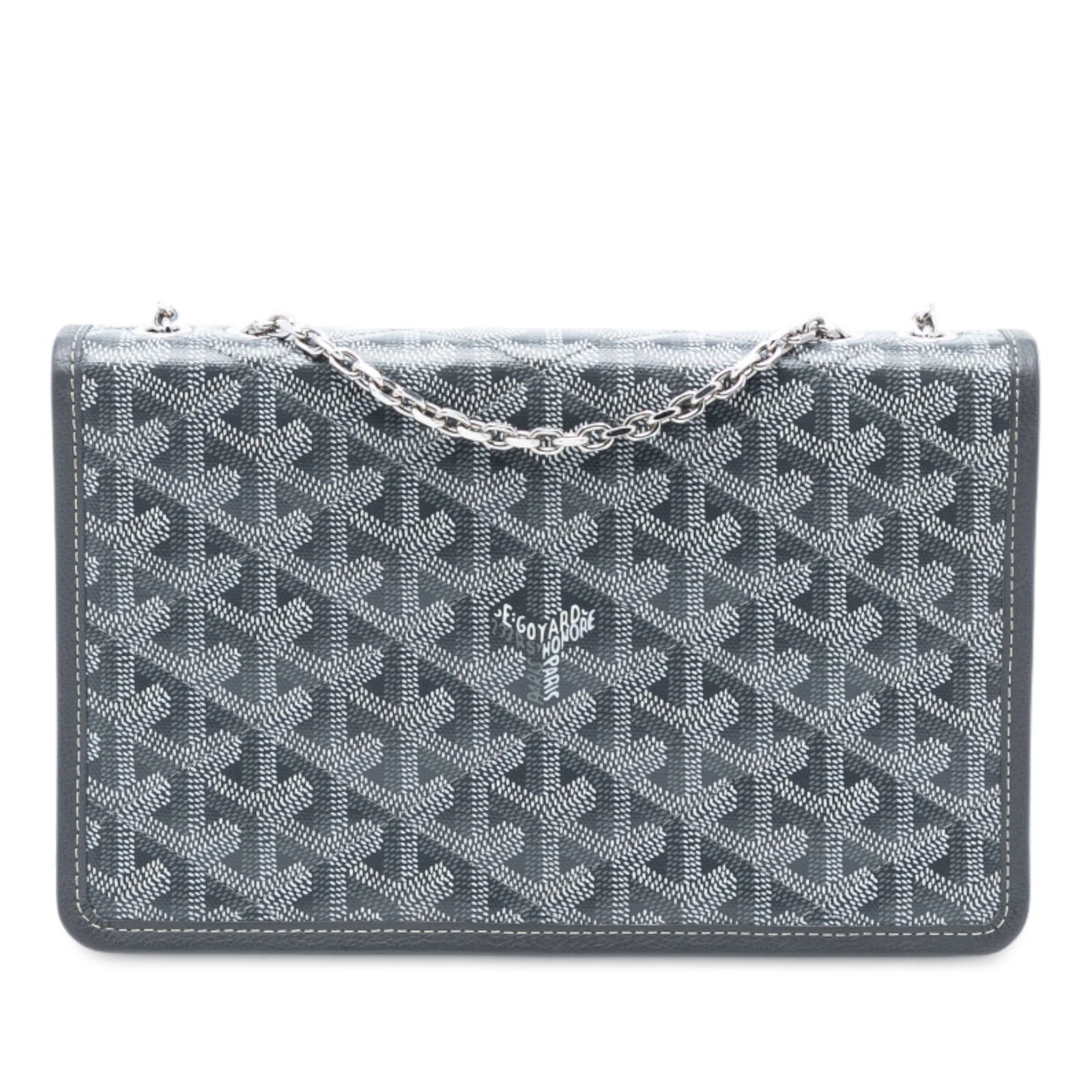Goyard Goyardine Alexandre III Gray Chain Strap Flap Shoulder Bag: Goyard Goyardine Alexandre III Gray Chain Strap Flap Shoulder Bag The Goyardine Alexandre III is a stylish bag crafted from coated canvas with leather trim. It features chain straps, a front flap with