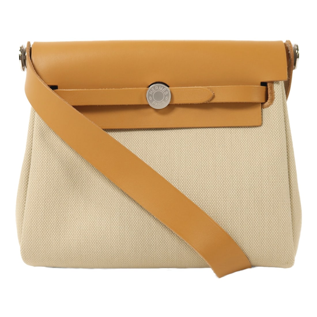 Hermes Mini Herbag Canvas Shoulder Purse Beton Natural Sable PHW (1 of 14)