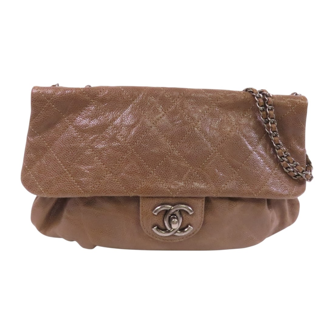 CHANEL Brown Calfskin Leather Shoulder Bag with Silver Hardware (1 of 18)