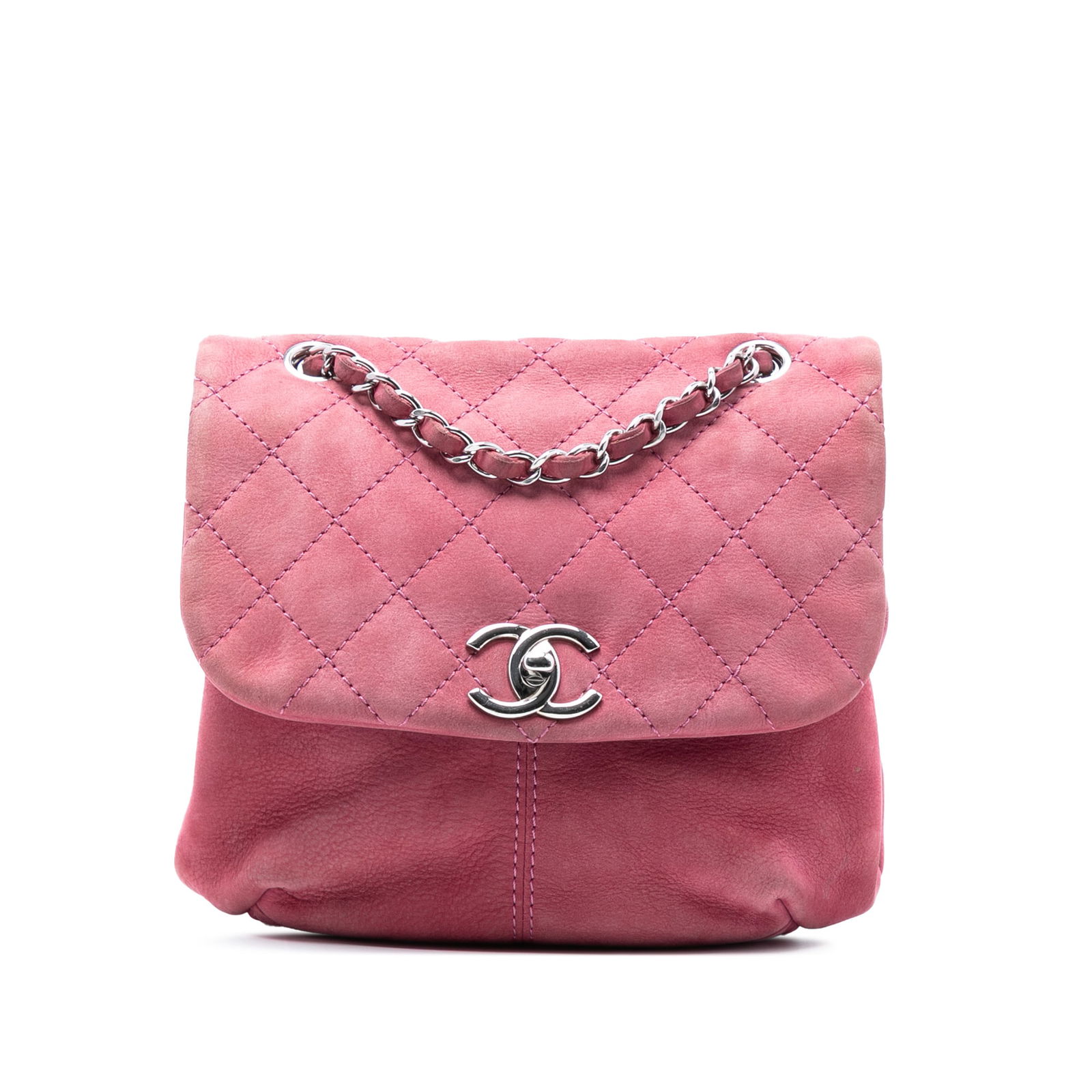 Chanel Mini Quilted Nubuck Trianon Messenger Bag Pink: Chanel Mini Quilted Nubuck Trianon Messenger Bag Pink Introducing the Chanel Mini Quilted Nubuck Trianon Messenger Flap, a luxurious crossbody bag crafted from exquisite quilted nubuck leather. This s