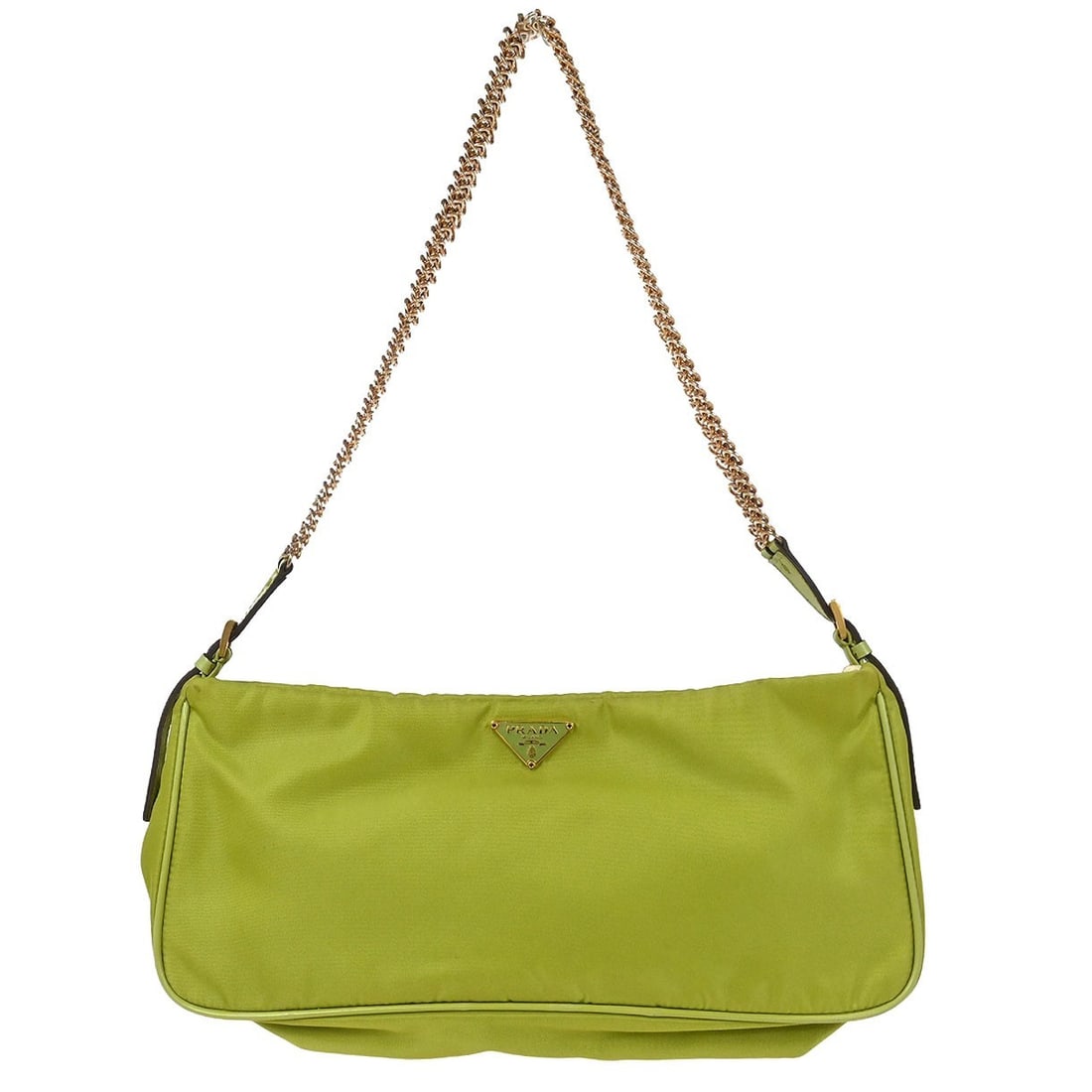 Prada Green Nylon Chain Handbag BR0107 Top Handle Italy: Prada Green Nylon Chain Handbag BR0107 Top Handle Italy This stylish Prada Green Nylon Chain Handbag is perfect for casual occasions. It features a top handle design and is crafted from durable nylon.
