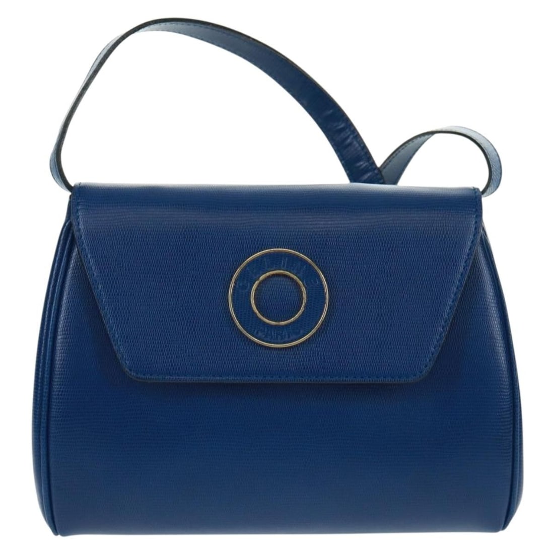 Celine Leather Crossbody Bag Vintage Circle Logo Blue: Celine Leather Crossbody Bag Vintage Circle Logo Blue This Celine Vintage Circle Logo Crossbody Bag for women features a blue leather exterior with a circle logo design. It is crafted in Italy and mea