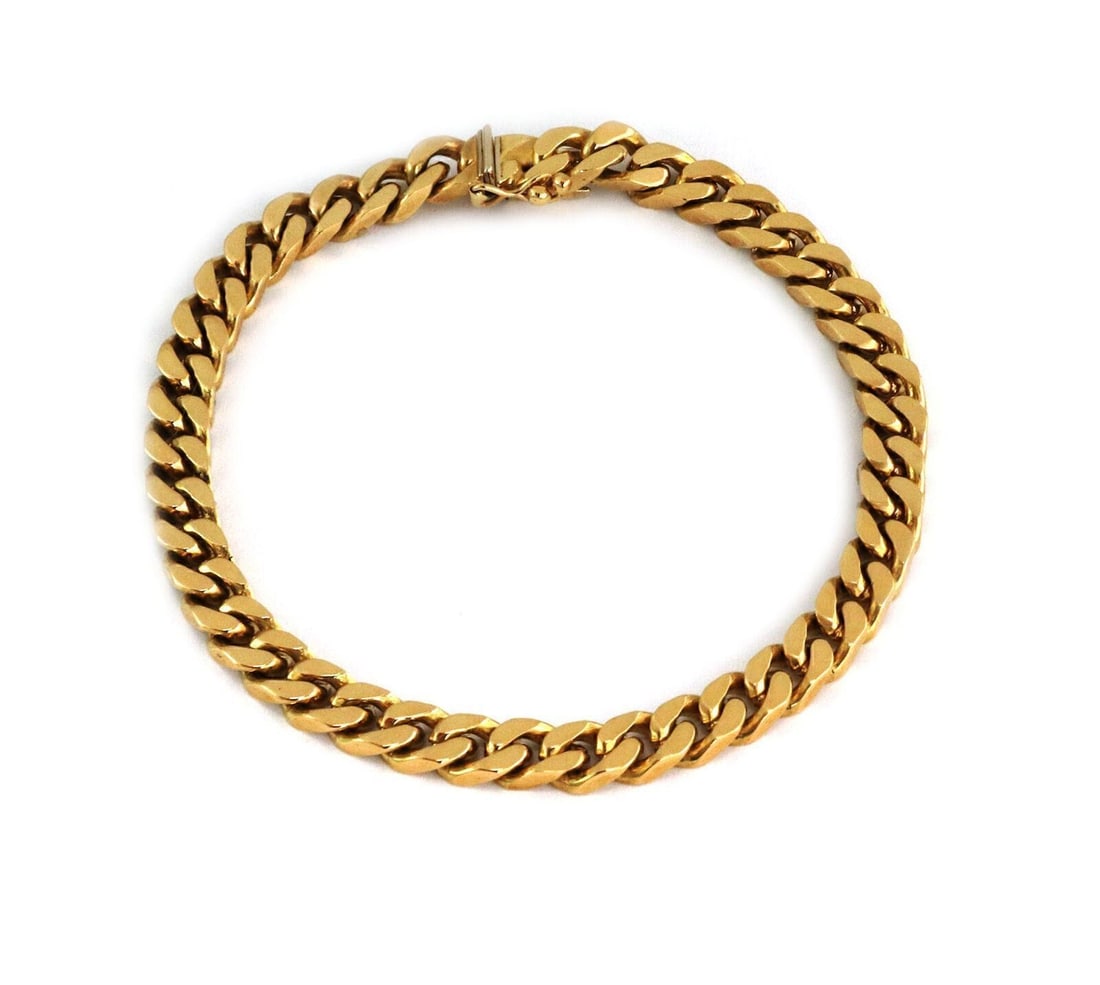 Vintage 18k Yellow Gold Curb Chain Link Bracelet 7.5 Inch (1 of 5)