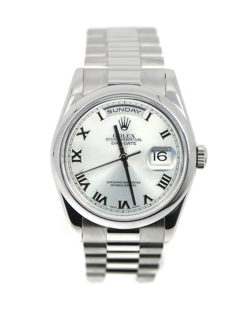 Platinum Rolex Day-Date Ice Blue Dial Ref 118206 with Box (1 of 5)