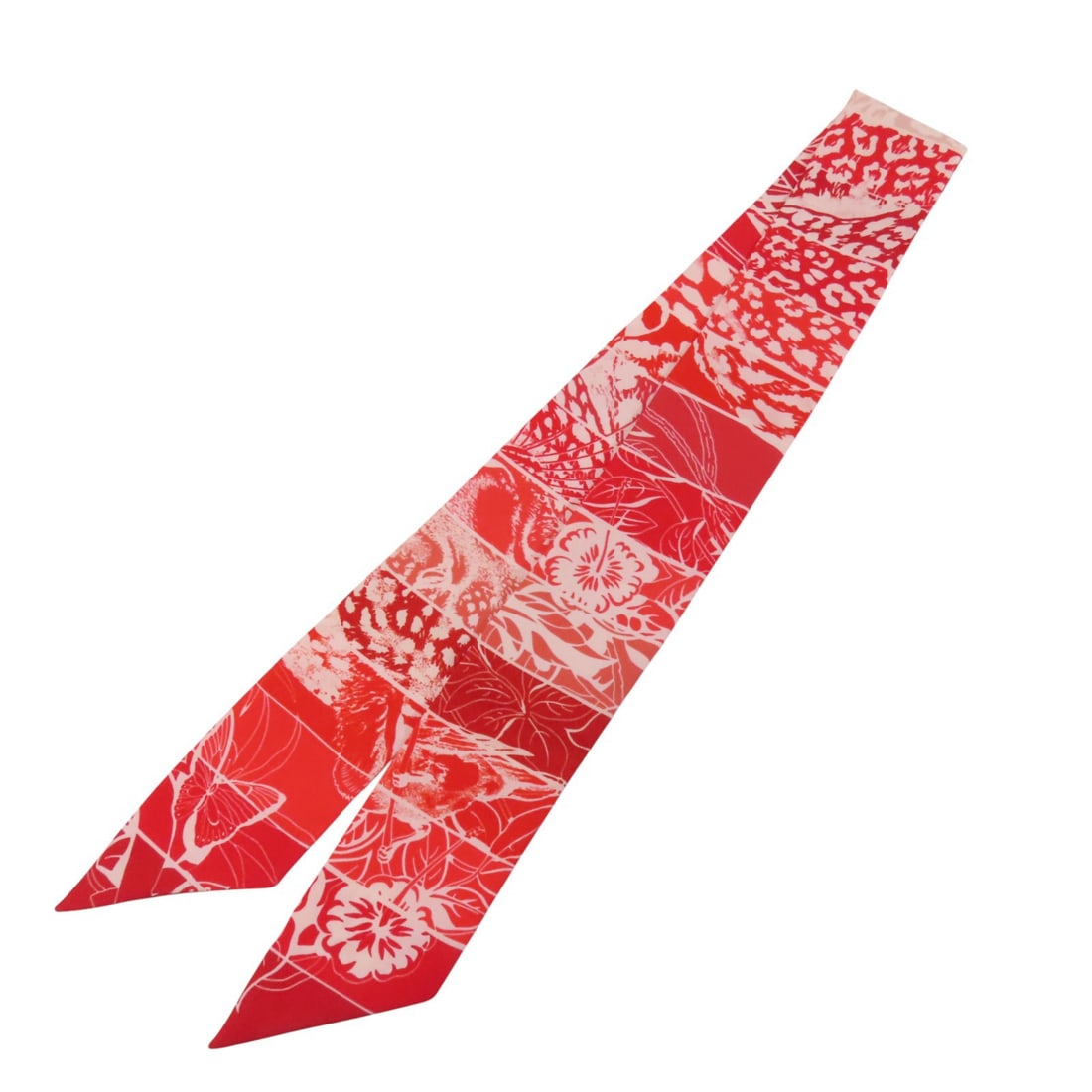 HERMES Twilly Silk Scarf Red White France: HERMES Twilly Silk Scarf Red White France Elevate your accessory collection with this exquisite HERMES Twilly Scarf. Crafted from luxurious silk, this scarf features a vibrant red color that adds a po