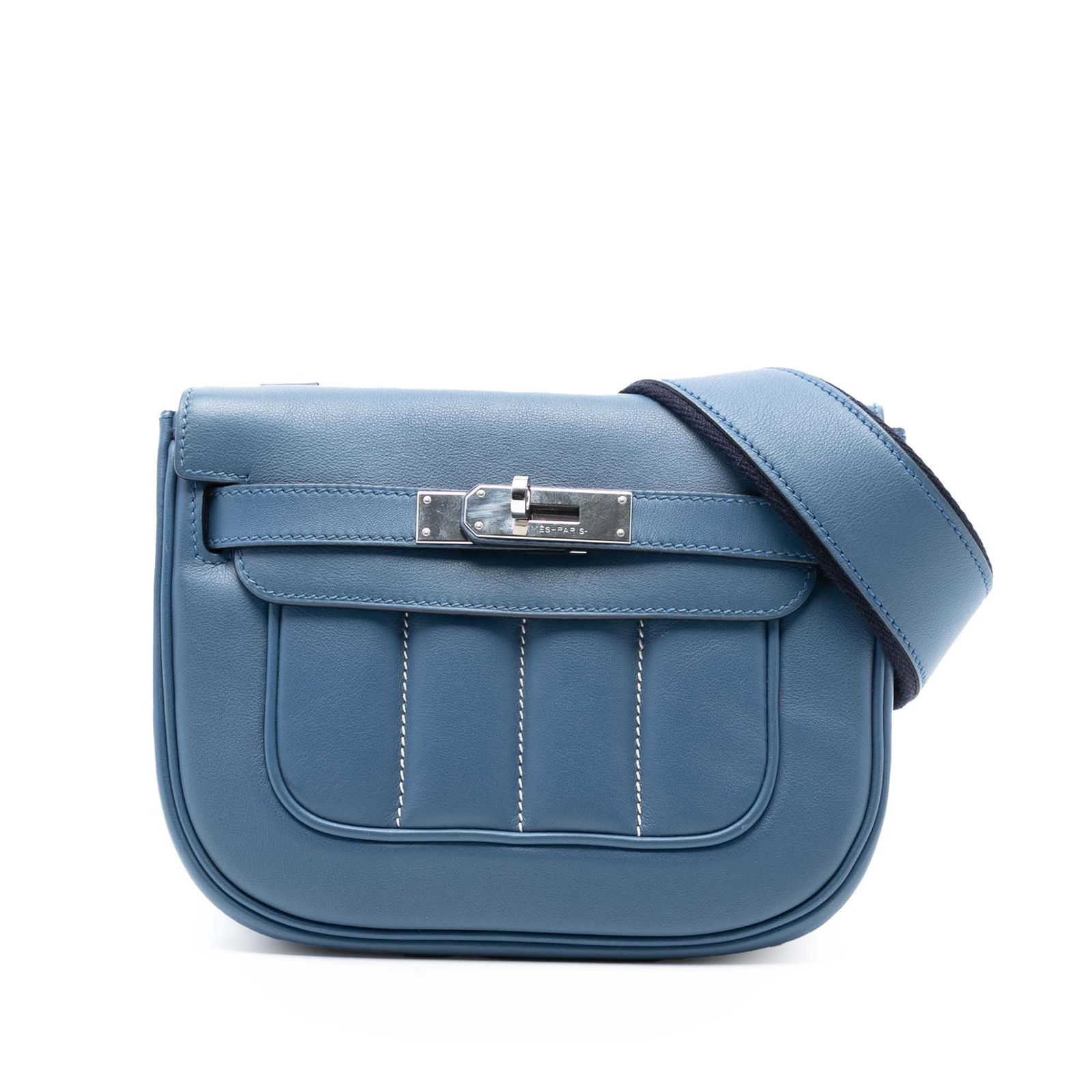 Hermes Berline 28 Blue Agate Swift Leather Shoulder Bag: Hermes Berline 28 Blue Agate Swift Leather Shoulder Bag The Hermes Swift Berline 28 is crafted from Swift leather in Blue Agate color and features a detachable, adjustable flat shoulder strap. The bag