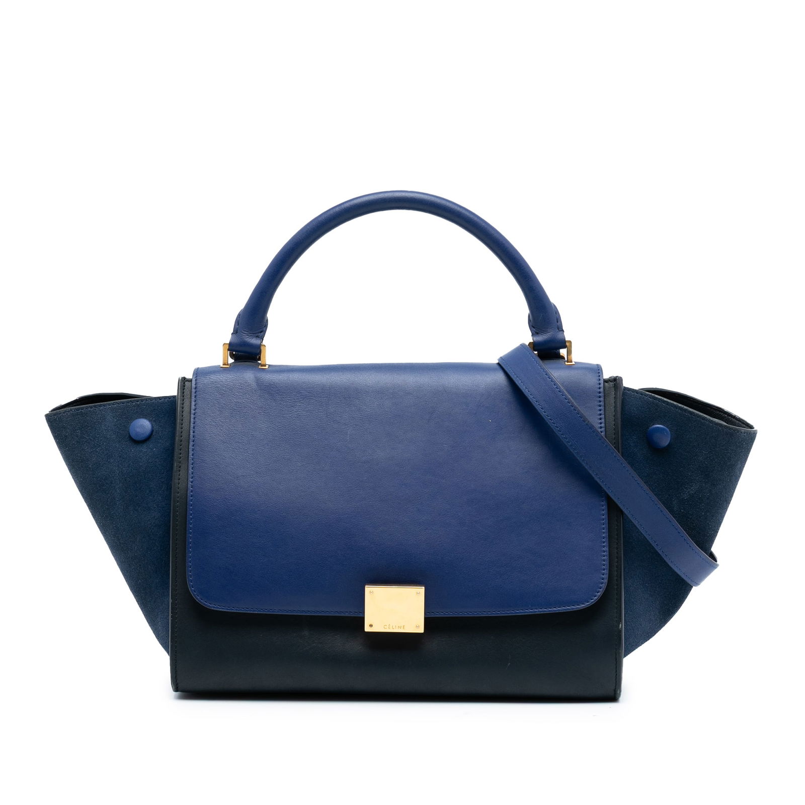 Celine Trapeze Small Satchel in Bicolor Calfskin and Suede Leather (1 of 7)