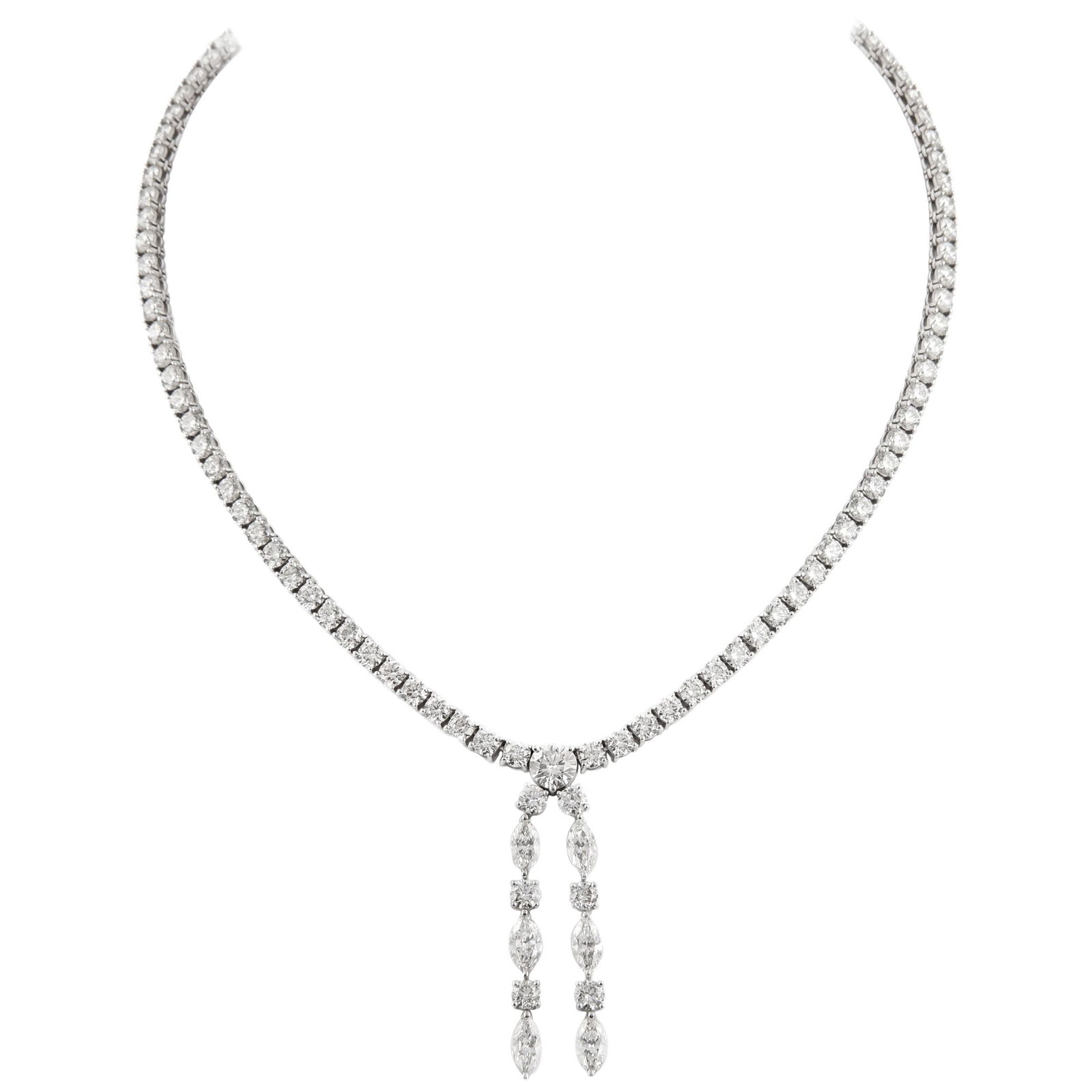 23.21 Carat Diamond Drop Necklace in 18k White Gold with GIA Center Stone (1 of 6)