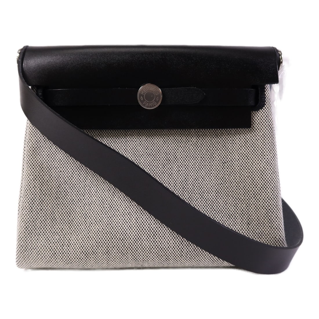 Hermes Mini Herbag Black Canvas PHW Shoulder Bag France (1 of 14)