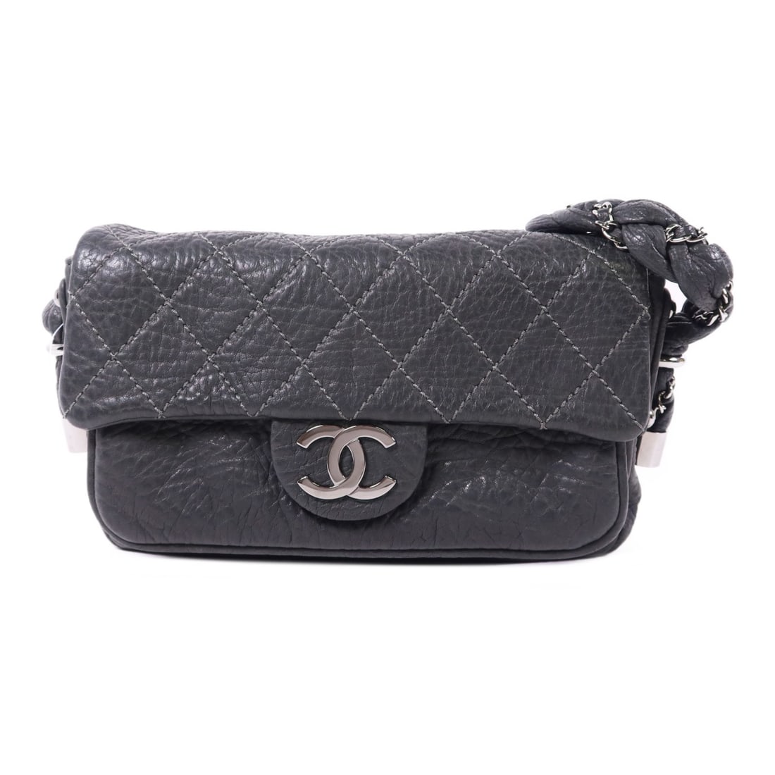 CHANEL Co Co Mark Gray Calfskin Leather Shoulder Bag: CHANEL Co Co Mark Gray Calfskin Leather Shoulder Bag This elegant CHANEL shoulder bag features a stylish Co Co Mark design crafted from high-quality calfskin leather in a sophisticated gray hue. Perfe
