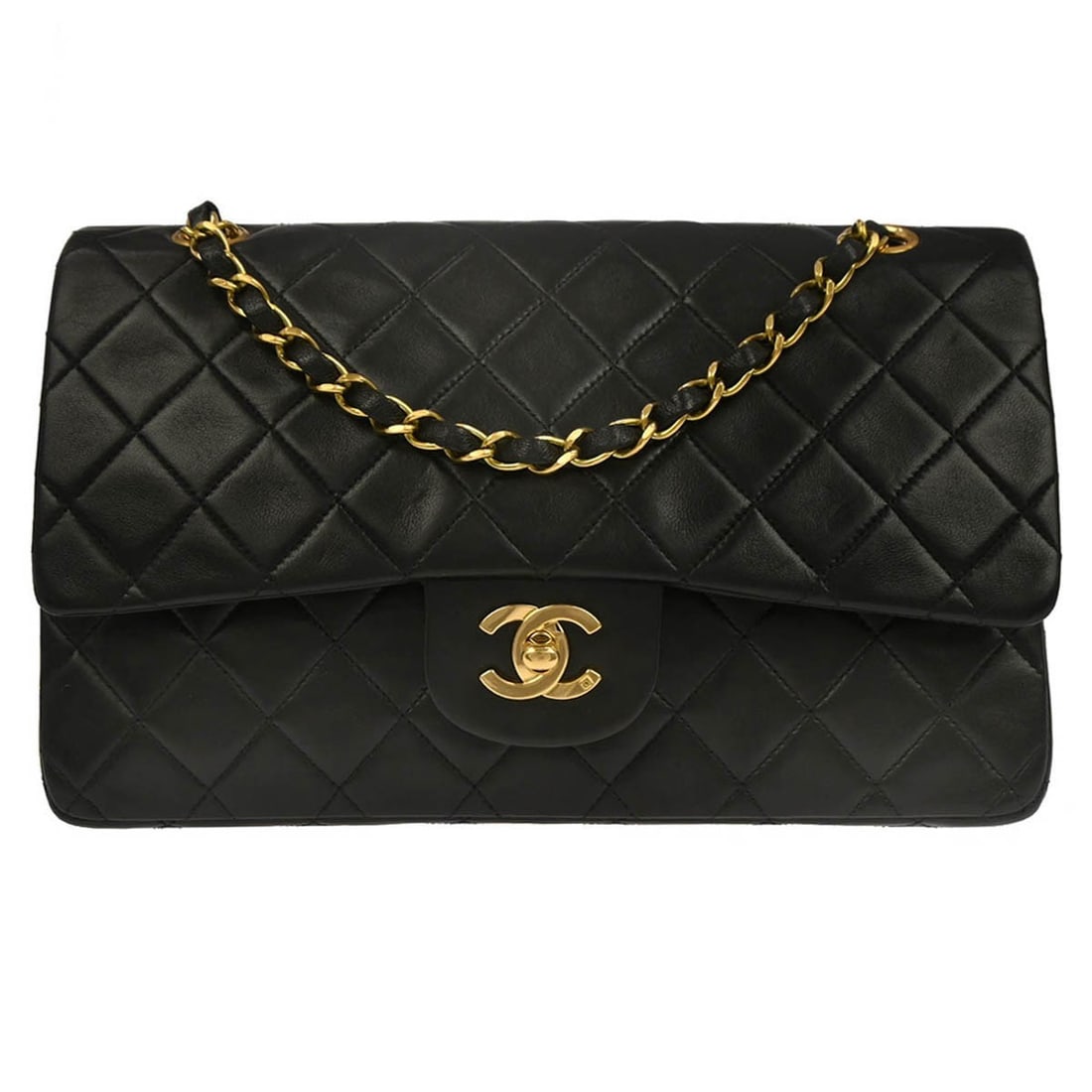 Black Leather Chanel Classic Timeless Double Flap Bag 25cm (1 of 10)