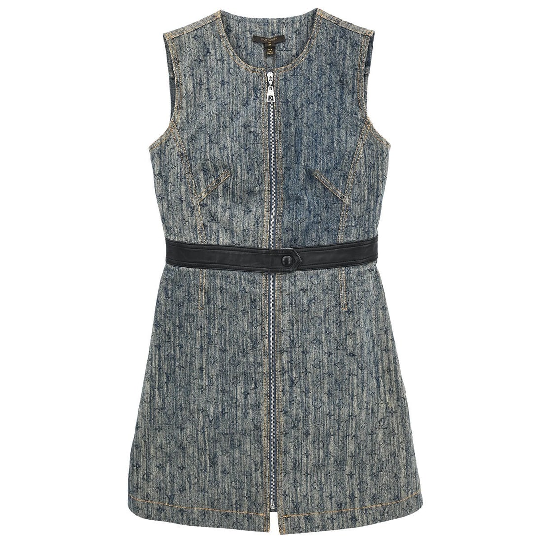 Louis Vuitton Sleeveless Mini Dress Indigo 100% Cotton Vintage #36: Louis Vuitton Sleeveless Mini Dress Indigo 100% Cotton Vintage #36 Elevate your spring and summer wardrobe with this vintage Louis Vuitton sleeveless dress. Crafted from 100% cotton, this mini dress i