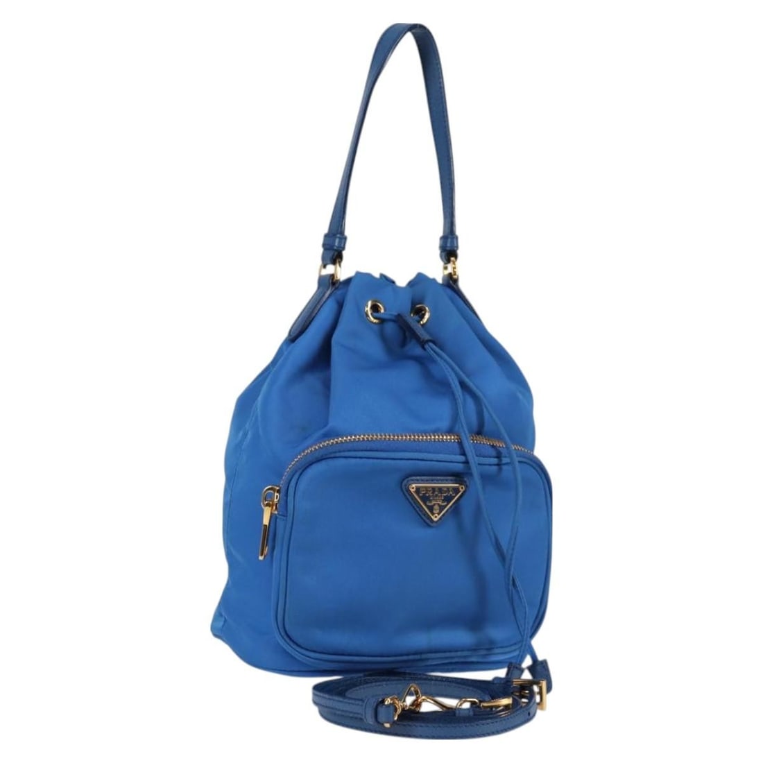 Nylon Blue Prada Small Drawstring Bucket Shoulder Bag (1 of 18)