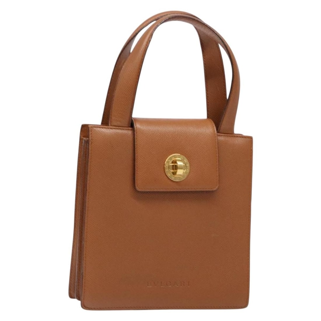 BVLGARI Leather Hand Bag Brown Gold Italian Design: BVLGARI Leather Hand Bag Brown Gold Italian Design This authentic BVLGARI hand bag showcases a sophisticated blend of brown and gold leather. With dimensions of approximately 7.9 inches in height and