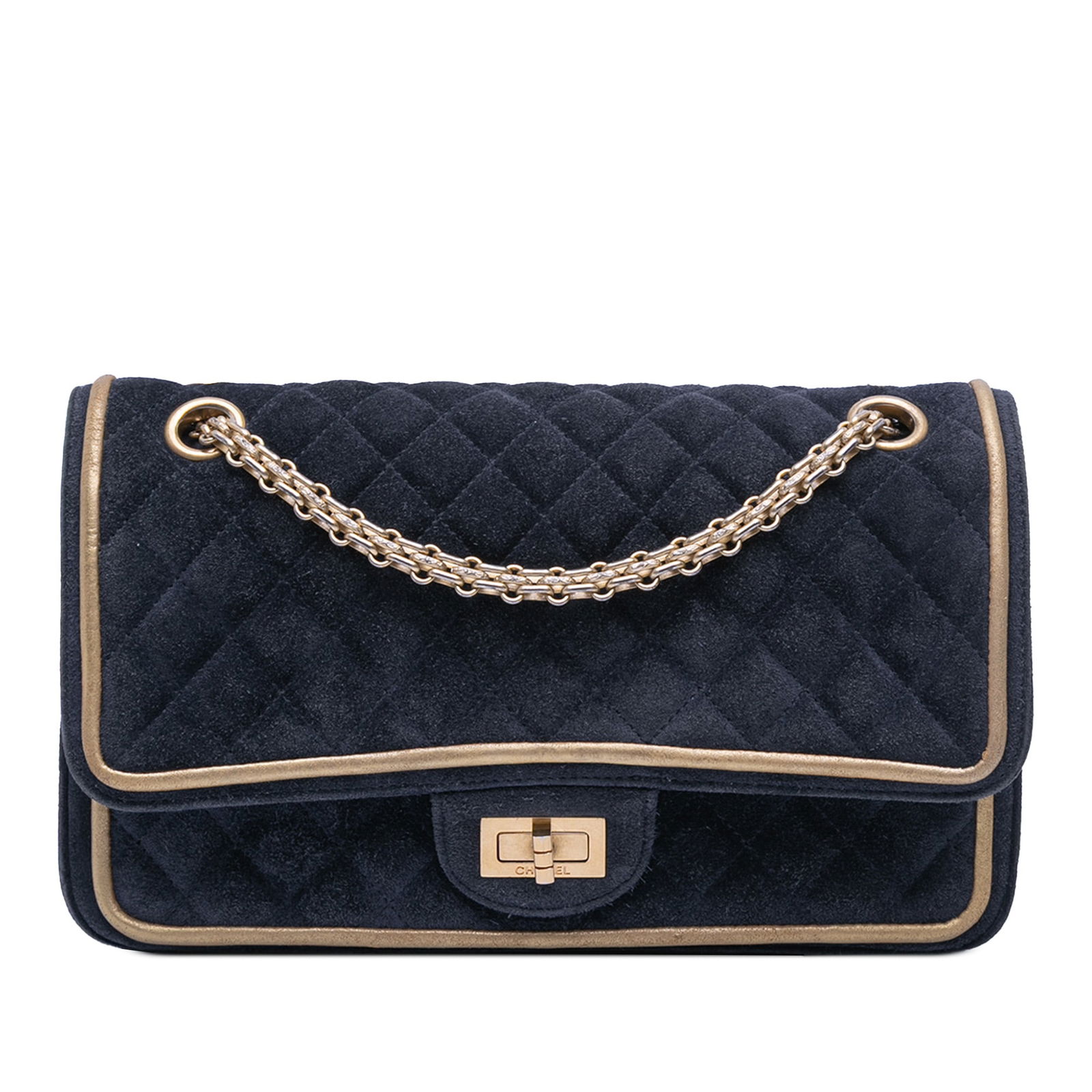 Chanel Reissue 2.55 Quilted Suede Double Flap Bag Blue (1 of 11)