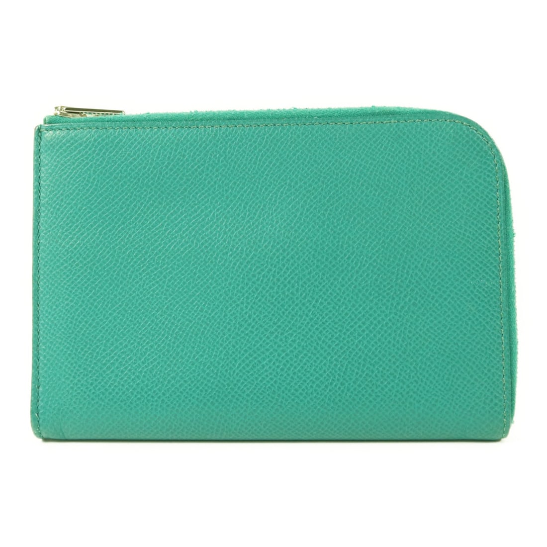 Epsom Leather Long Wallet by Hermes in Bleu Paon and Vert Olive: Epsom Leather Long Wallet by Hermes in Bleu Paon and Vert Olive This Hermes long zipper wallet is crafted from Epsom calfskin leather in a distinctive 7F Bleu Paon and 61 Vert Olive color combination.