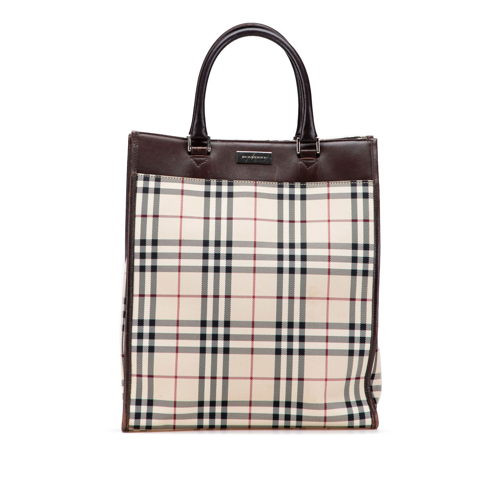 Burberry House Check Canvas Tote Bag with Leather Trim (1 of 11)