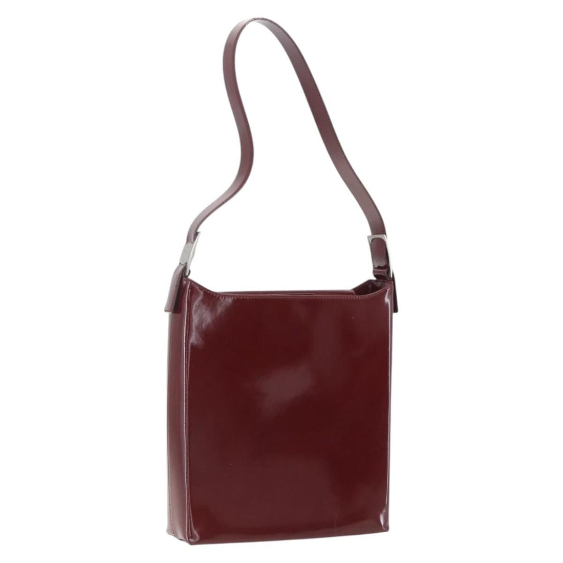 Red Patent Leather Vala Shoulder Bag by Salvatore Ferragamo: Red Patent Leather Vala Shoulder Bag by Salvatore Ferragamo This Salvatore Ferragamo Vala shoulder bag for women features a red patent leather exterior. It is a pre-owned item in good condition with v