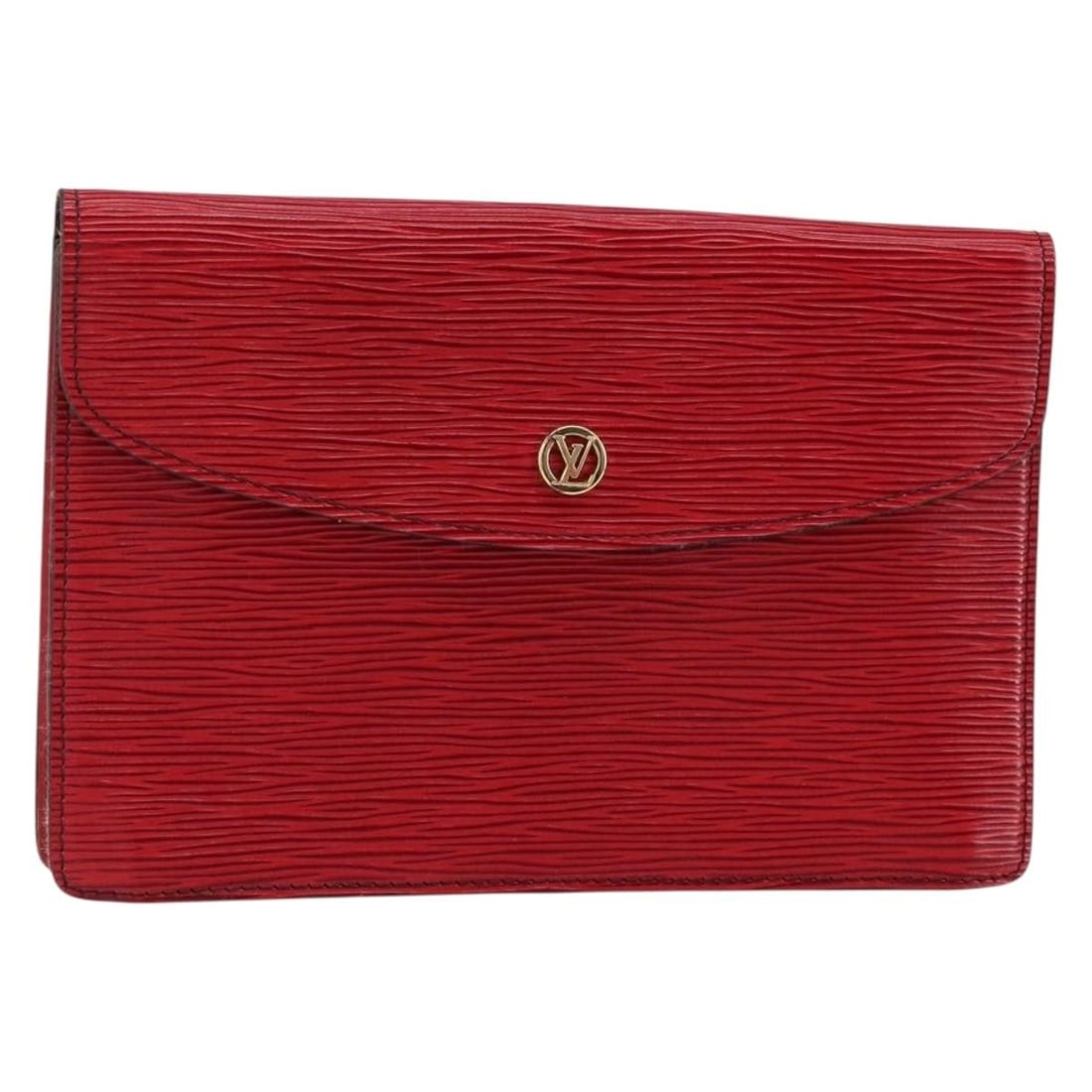 Louis Vuitton Epi Montaigne 23 Clutch Bag Red M52667 Authentic: Louis Vuitton Epi Montaigne 23 Clutch Bag Red M52667 Authentic Elevate your style with this authentic LOUIS VUITTON Epi Montaigne 23 Clutch Bag in a striking red hue. Crafted in France from durable Ep