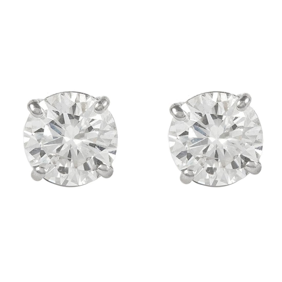 EGL Certified 2.21ct Diamond Stud Earrings in 14k White Gold: EGL Certified 2.21ct Diamond Stud Earrings in 14k White Gold These stunning EGL-certified diamond stud earrings feature a total weight of 2.21 carats, expertly crafted in 14k white gold. Each earring