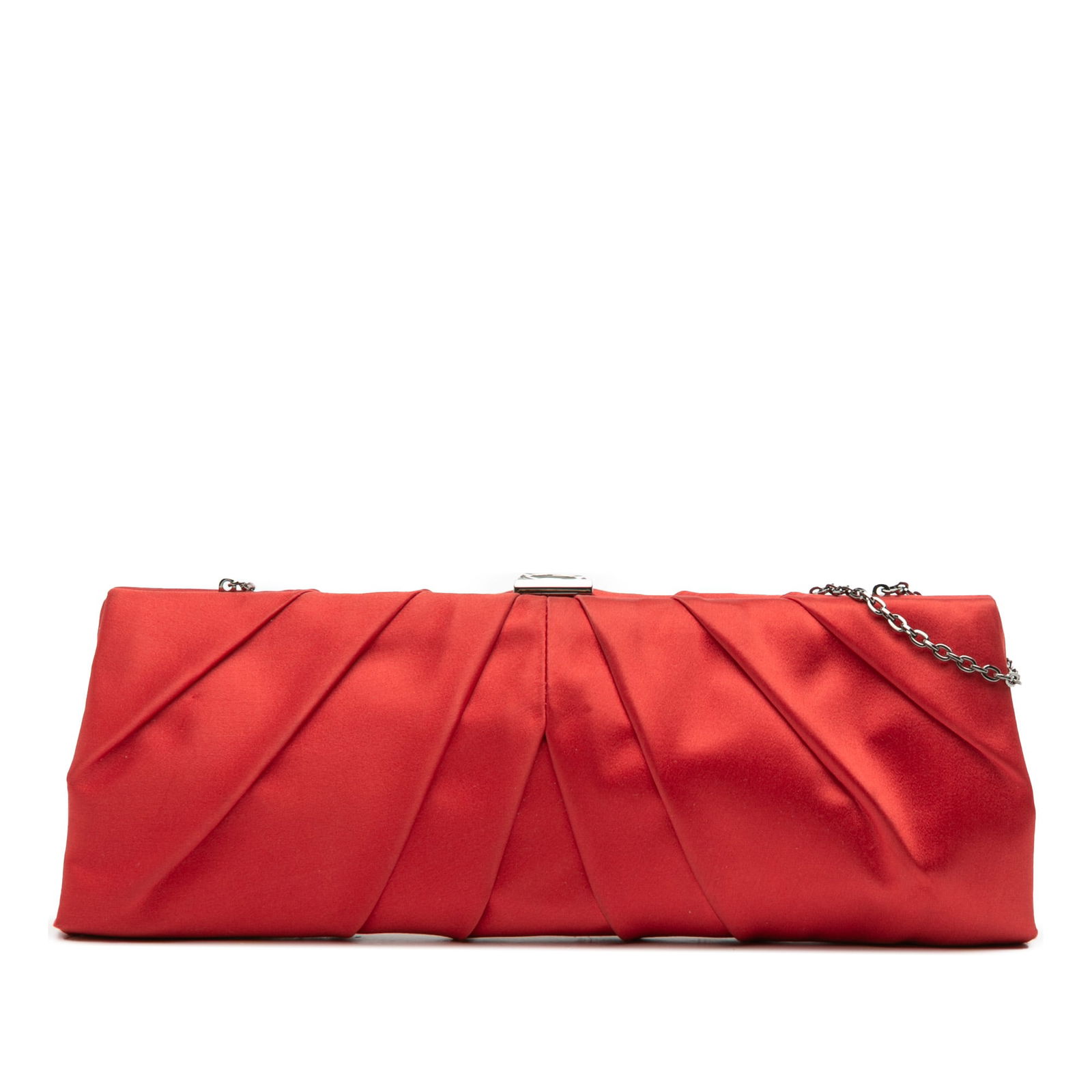 Valentino Red Satin Pleated Chain Evening Clutch Italy: Valentino Red Satin Pleated Chain Evening Clutch Italy Elevate your evening ensemble with this exquisite Valentino Satin Pleated Chain Evening Clutch. Crafted from luxurious satin, this elegant should