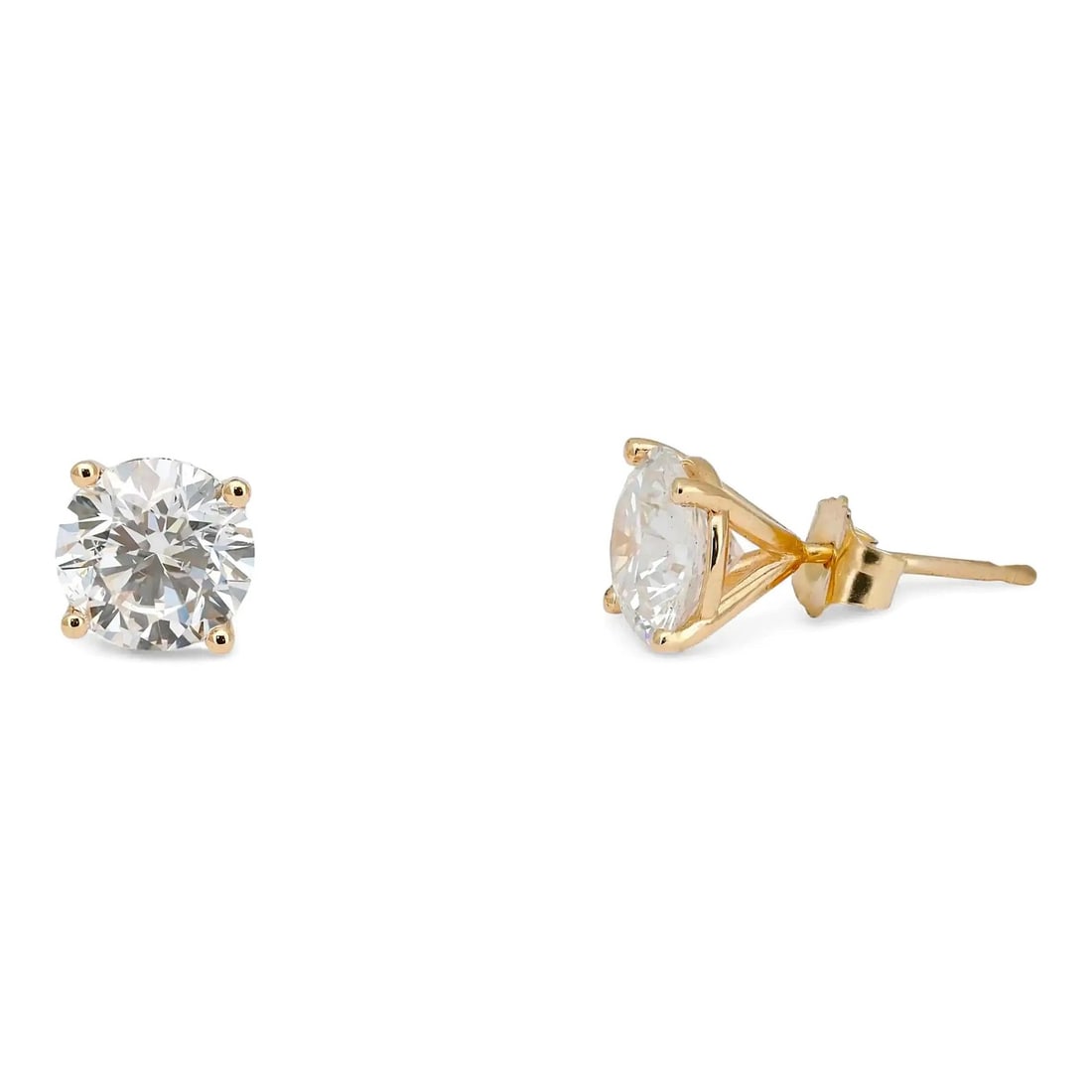 3.01ct Lab Created Diamond Stud Earrings in 14k Yellow Gold Four Prong Setting (1 of 4)