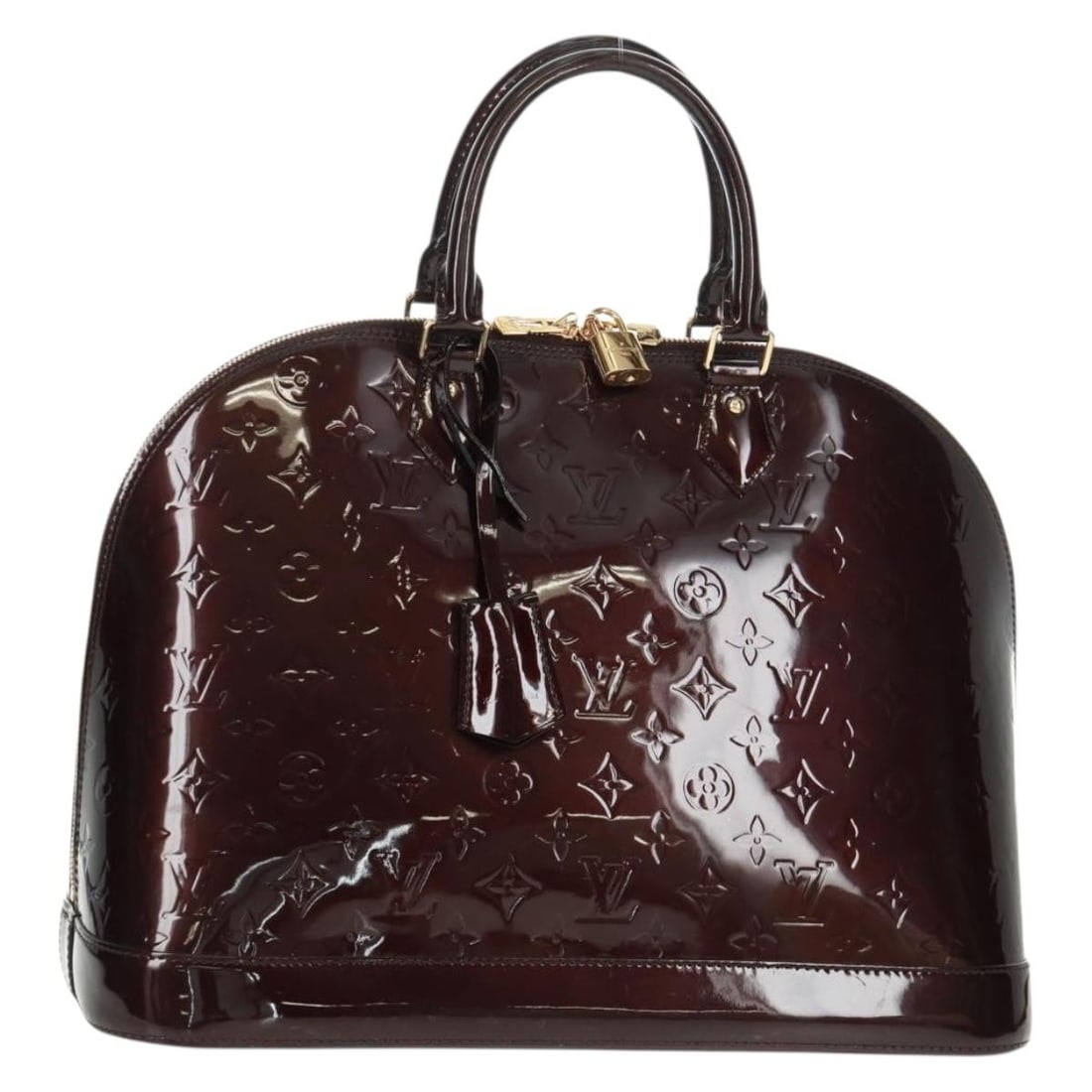 Louis Vuitton Alma GM Amarante Patent Leather Handbag with Dust Bag and Padlock (1 of 18)