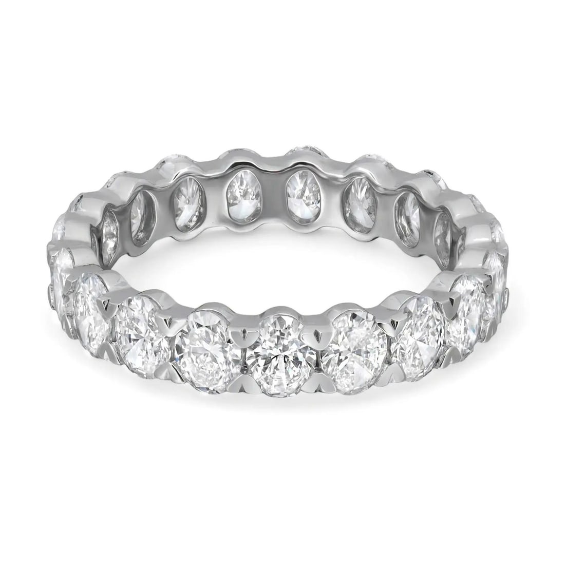 Rachel Koen 14K White Gold Oval Lab Diamond Eternity Band Ring 2.76ct Size 6: Rachel Koen 14K White Gold Oval Lab Diamond Eternity Band Ring 2.76ct Size 6 This oval cut lab grown diamond eternity band ring features 19 bright white oval cut lab created diamonds set in a prong se