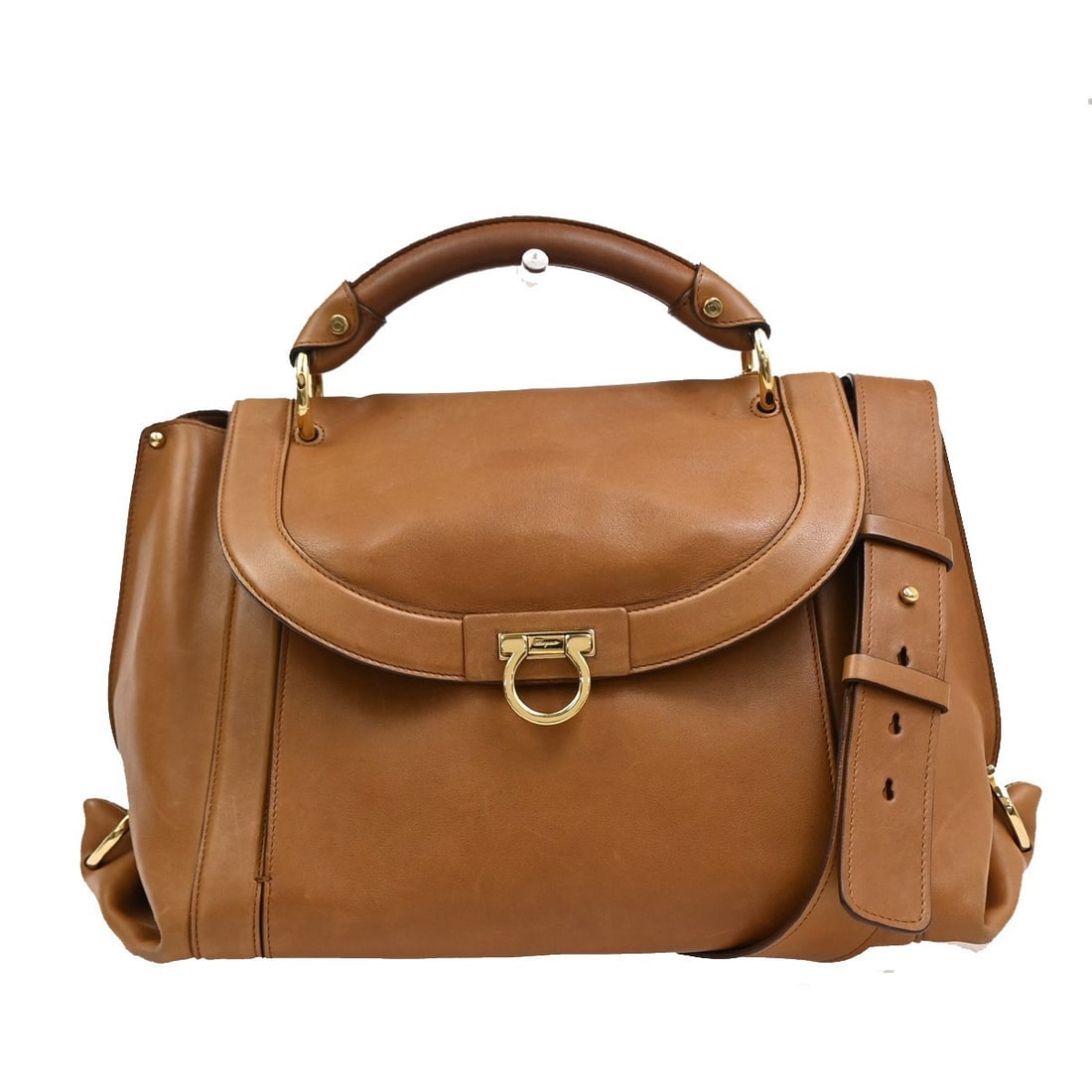 Suzanna Satchel by Salvatore Ferragamo Brown Leather Shoulder Bag (1 of 18)