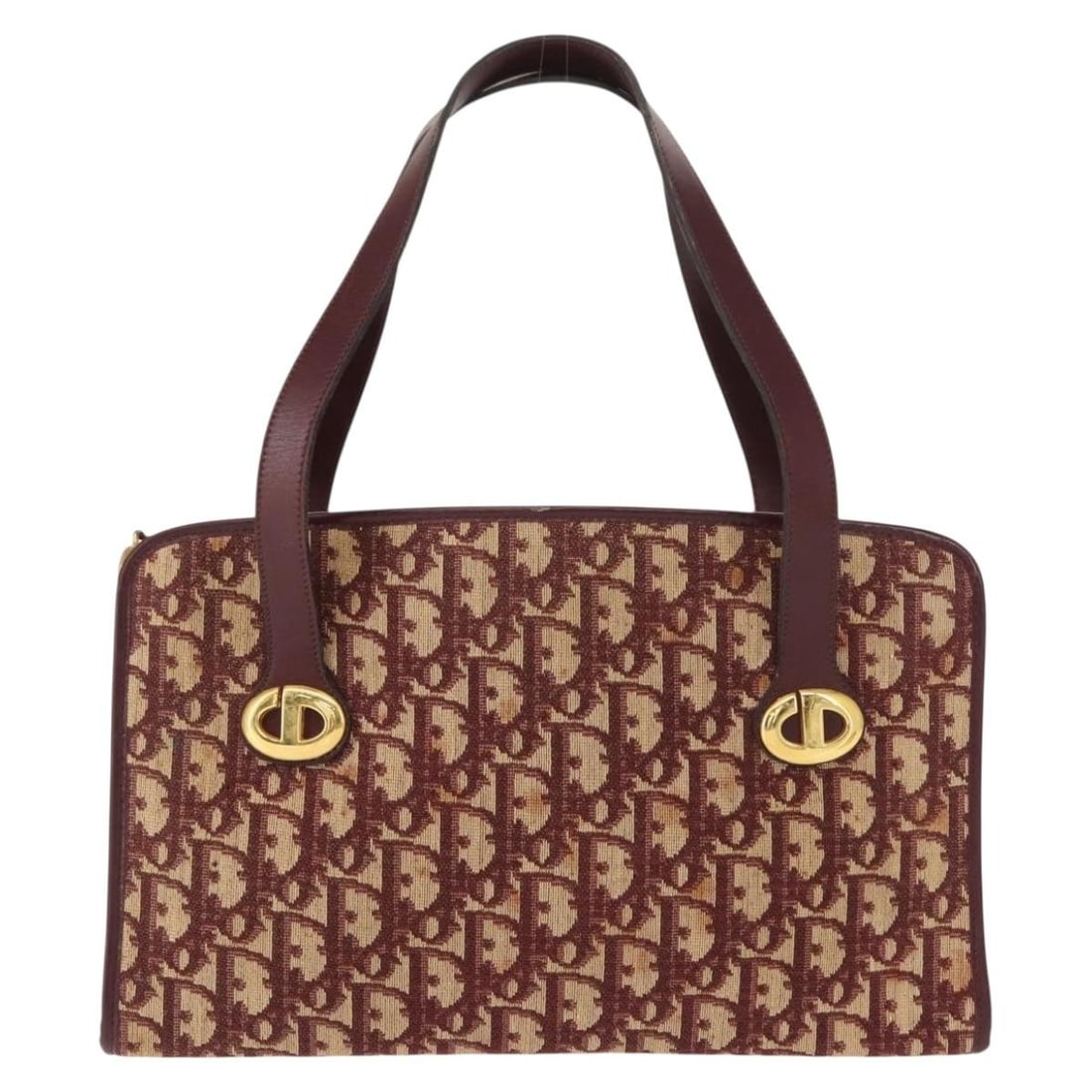 Christian Dior Red Canvas Vintage Trotter Shoulder Bag: Christian Dior Red Canvas Vintage Trotter Shoulder Bag This pre-owned Christian Dior Vintage Trotter handbag features red canvas construction designed for women. The handbag shows signs of use includi