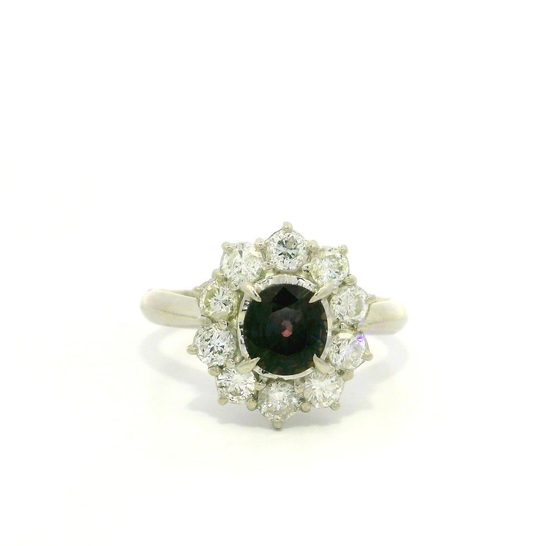 Platinum 2.22ctw No Heat Violet Purple Pink Sapphire Diamond Ring GIA Certified: Platinum 2.22ctw No Heat Violet Purple Pink Sapphire Diamond Ring GIA Certified This stunning cocktail ring showcases a natural genuine sapphire, expertly crafted into an oval cut and prong set in sol