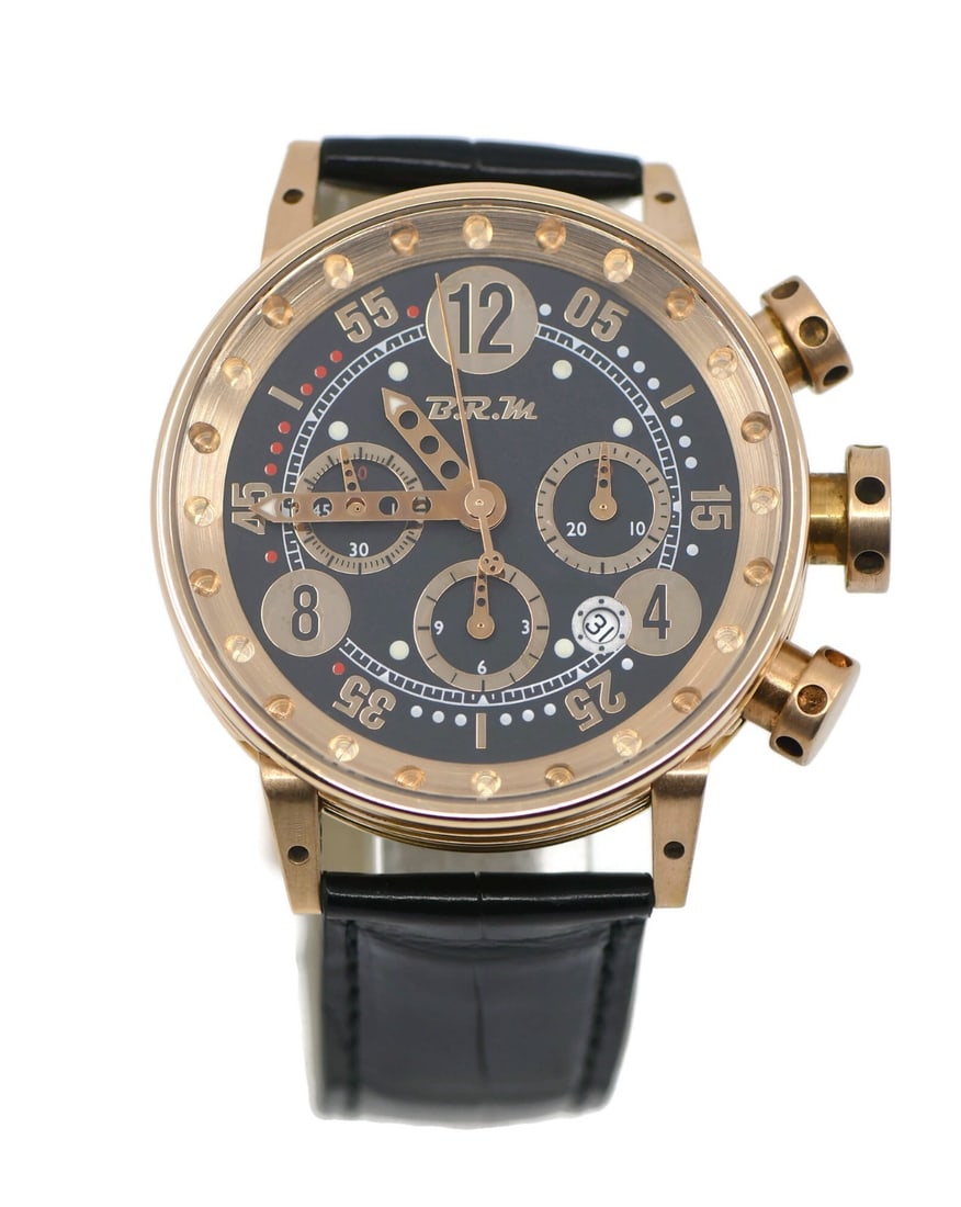 B.R.M. 18K Rose Gold Automatic Chronograph Wristwatch with Box and Papers (1 of 5)