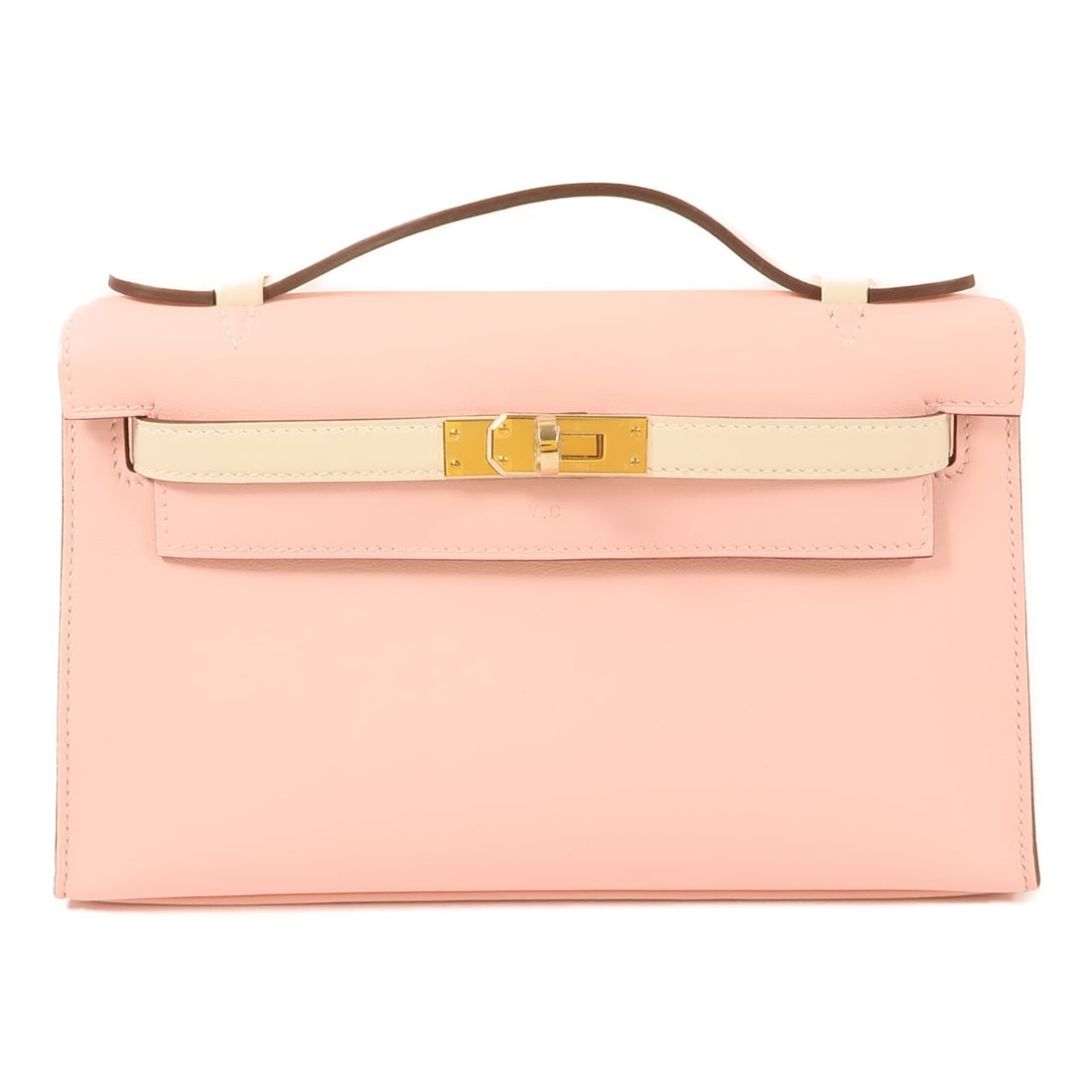 Hermes Mini Kelly Pochette Calfskin Bag with Gold Hardware in Rose Sakura Nata (1 of 15)