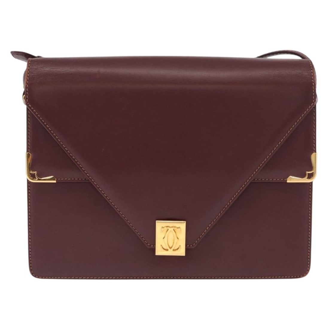 Must de Cartier Burgundy Leather Shoulder Bag for Women (1 of 18)