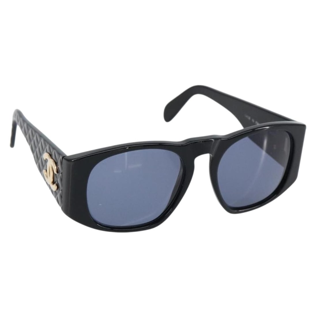 CHANEL Black Matelasse Sunglasses with Authenticity Serial 01450 94305 (1 of 10)