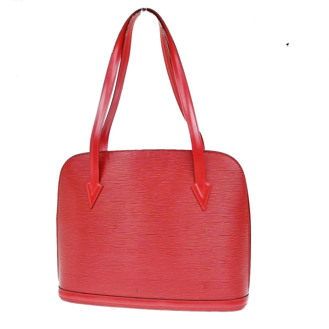 Louis Vuitton Lussac Red Epi Leather Women Handbag 37x30x11.5cm: Louis Vuitton Lussac Red Epi Leather Women Handbag 37x30x11.5cm This Louis Vuitton Lussac handbag for women features red Epi leather with a structured silhouette. It has gold-plated hardware showing m
