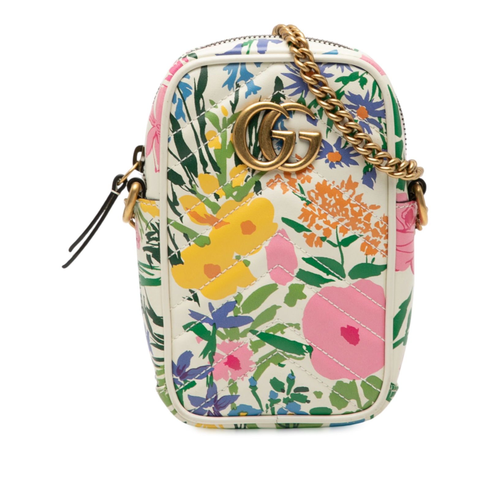 Gucci Mini GG Marmont Floral Leather Crossbody Bag White (1 of 7)