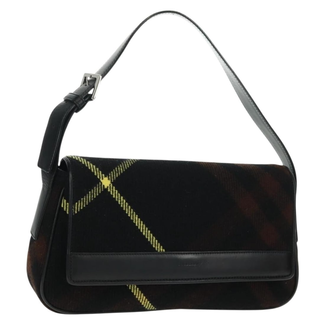 Burberry Wool Shoulder Bag Black Silver Nova Check Pattern: Burberry Wool Shoulder Bag Black Silver Nova Check Pattern This Burberry shoulder bag features the iconic Nova Check pattern crafted in black and silver wool. Designed with a structured silhouette, it